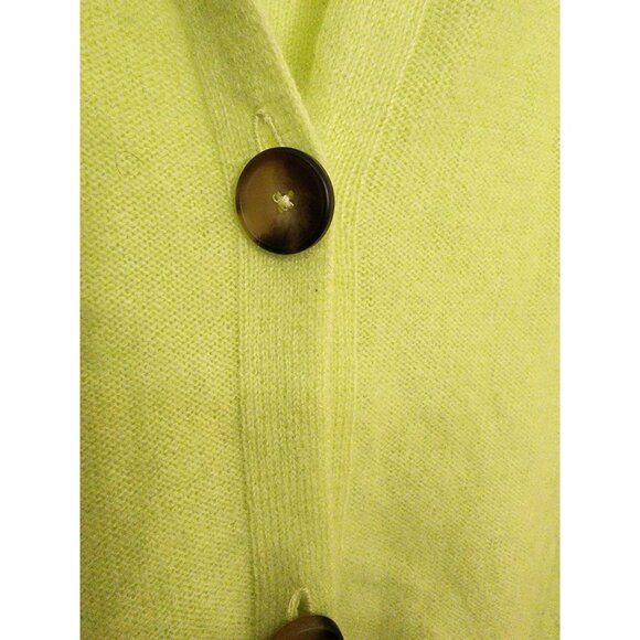 Free People Swim Too Deep Slouchy 100% Cashmere Cardigan Lime Green Yellow Sz S - Picture 4 of 6